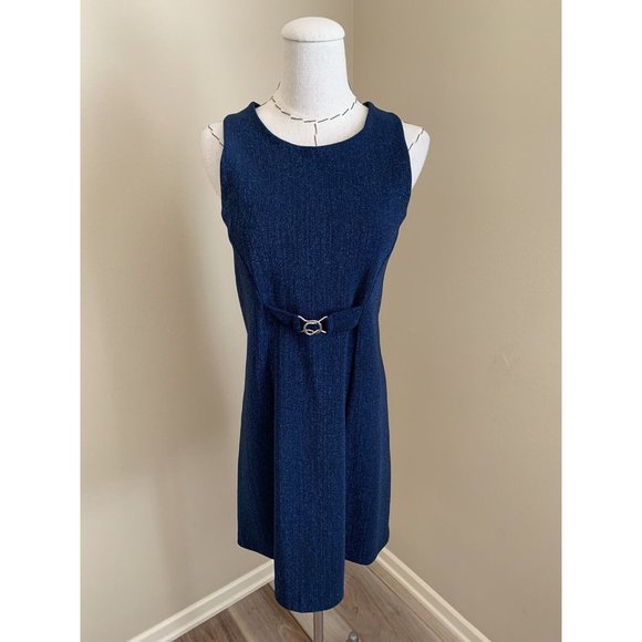 Betsey Johnson Dresses & Skirts - 90s Vintage Betsey Johnson Blue Glitter Black Label Dress Party Mod 60s Medium